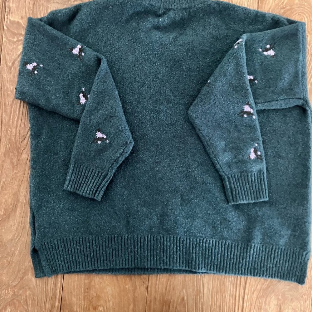 EUC Madewell Embroidered Cross-Stitch Floral Pullover Sweater, Sz XS - Picture 4 of 5